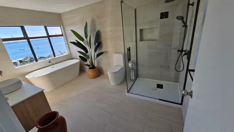 Bathroom renovation overlooking the water