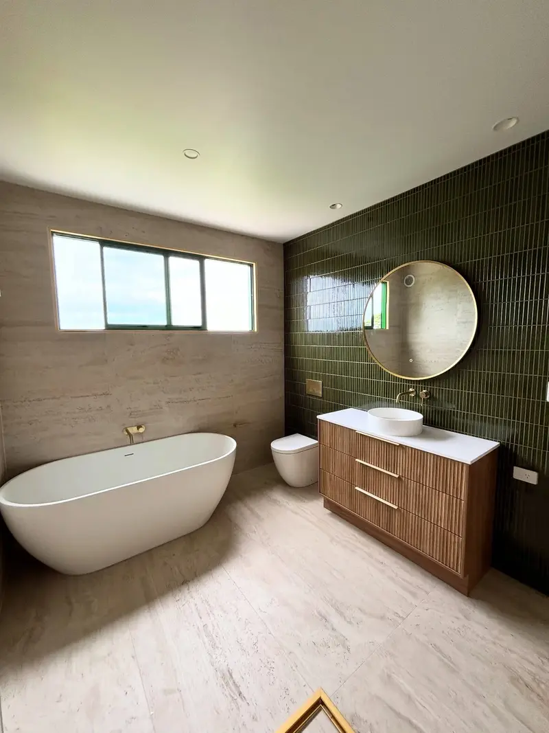 Sage-green bathroom renovation